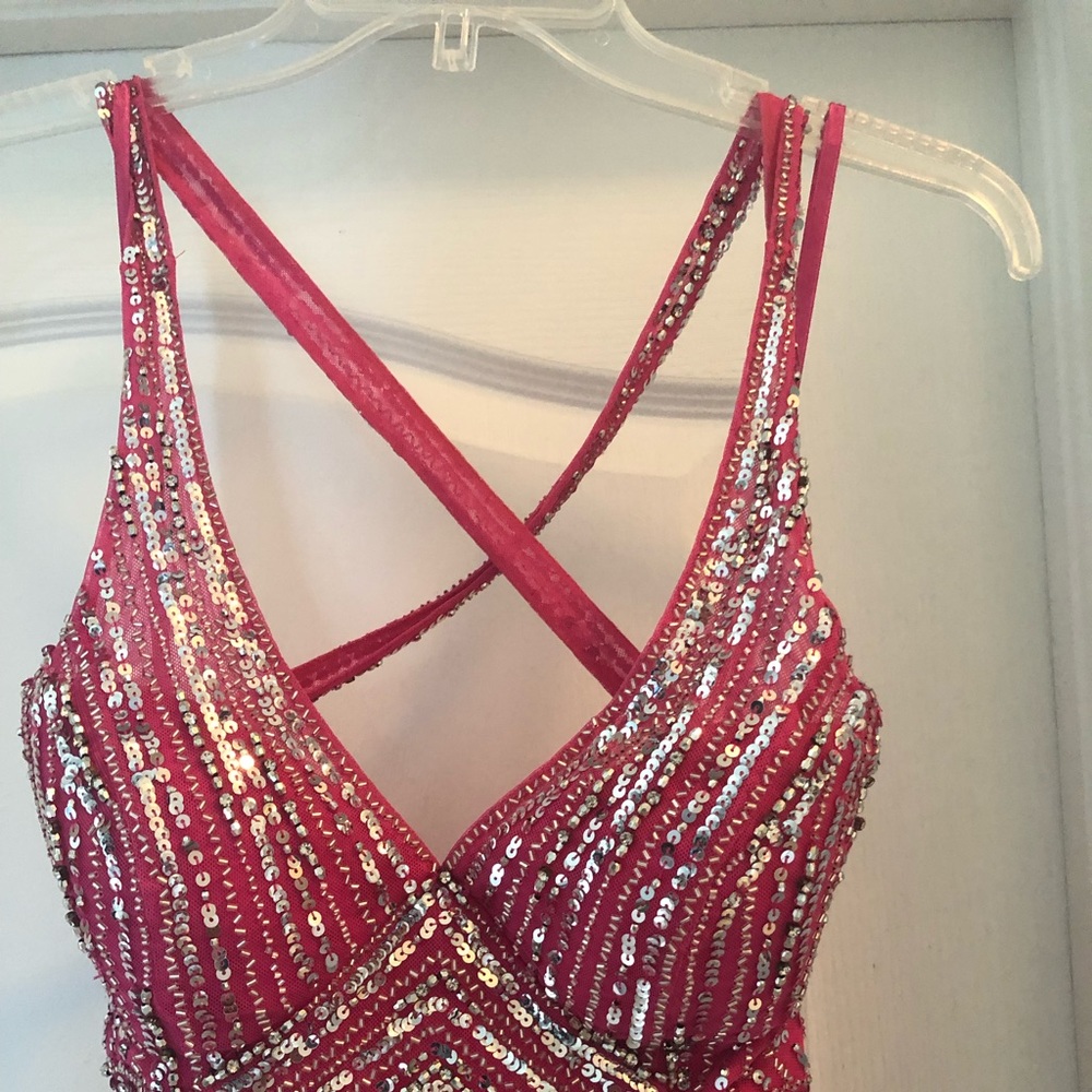 Once worn fuchsia sequin prom dress